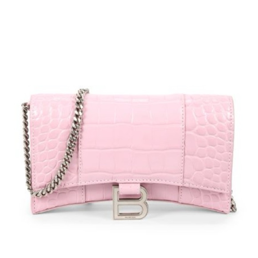 Balenciaga Pink Croc-Embossed Chain Bag - Picture 14 of 15